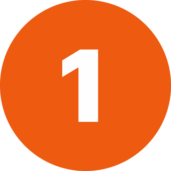 White number 1 centered on an orange circle background.