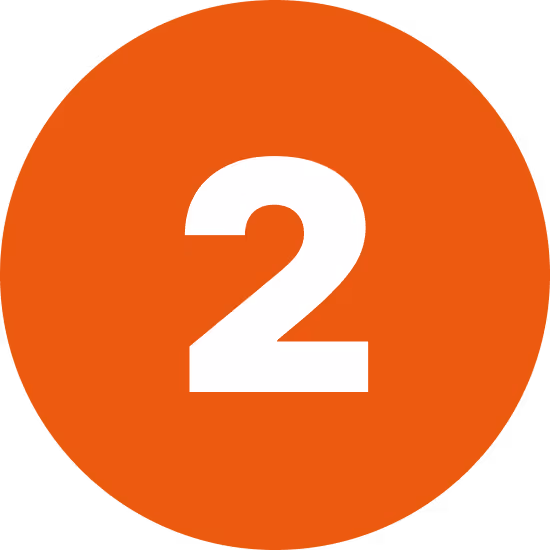 White number 2 centered inside a solid orange circle.