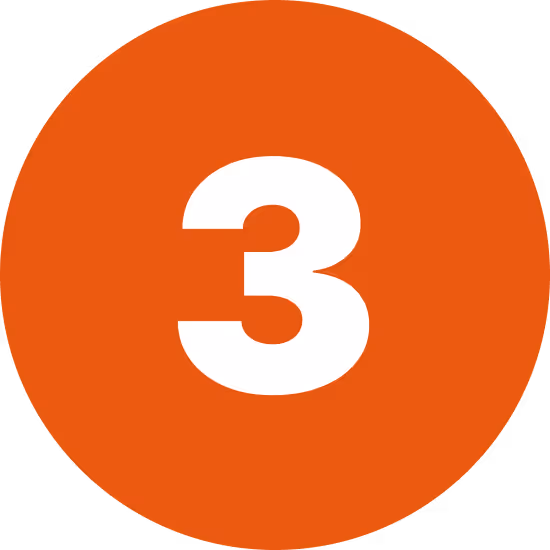 White number 3 centered on an orange circular background.